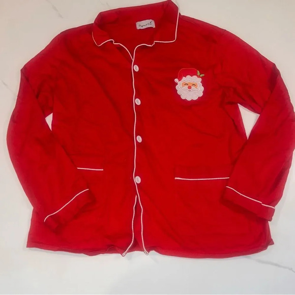 MATCHING SET, TWO Poppins & Pan Santa Christmas Embroidered Cotton Pajamas XL - Picture 11 of 12